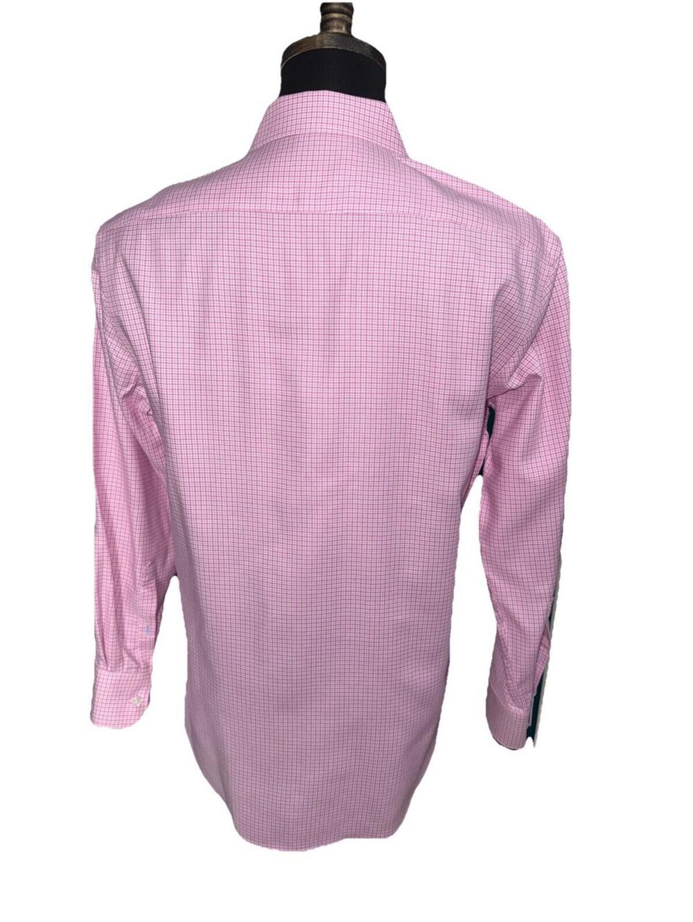 TAILORBYRD Men’s Cotton Non-Iron Trim Fit Shirt In Pink Check-Size 15.5|Medium - Picture 8 of 13